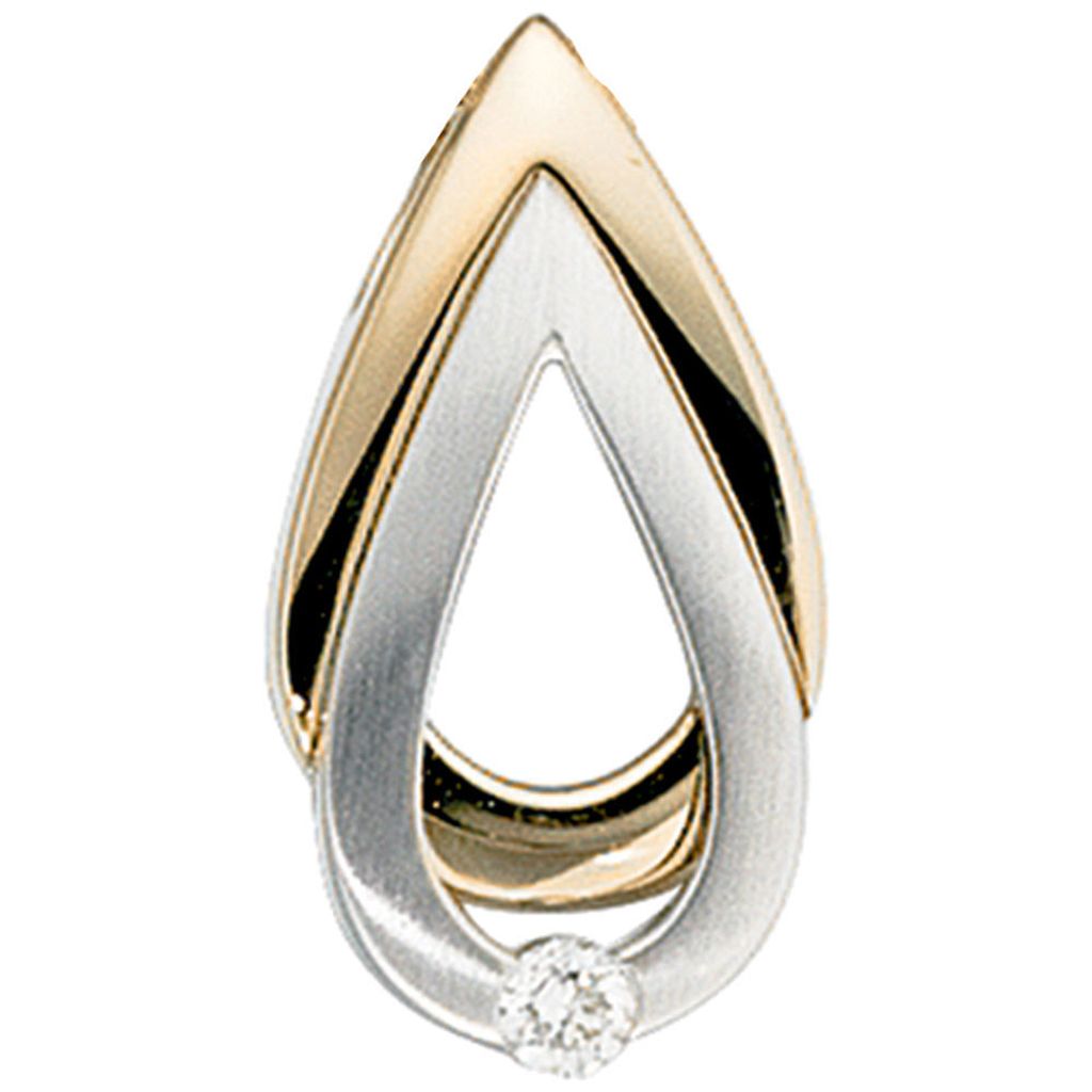Anhänger mit Diamant Brillant 585 Gold Gelbgold & Weißgold Halsschmuck Damen