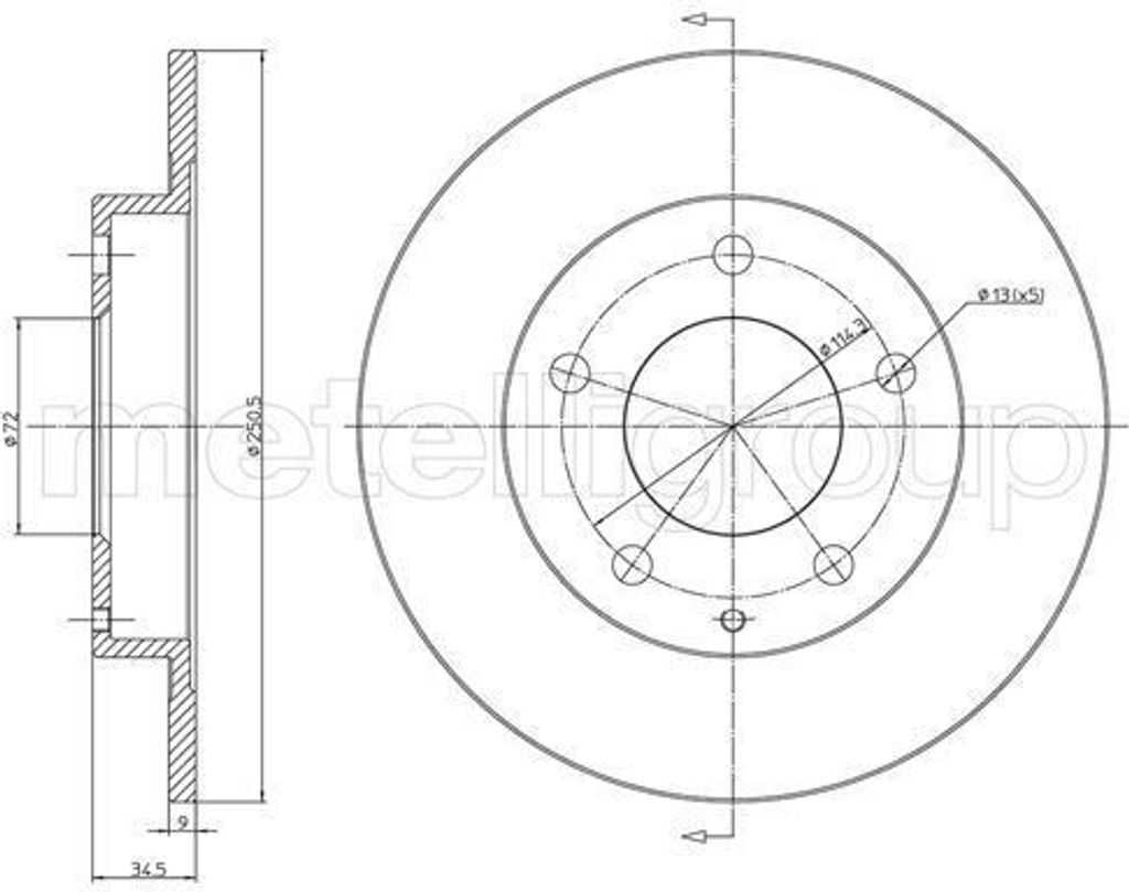 2x METELLI Bremsscheibe 23-1741C für MAZDA 323 P V (BA) FAMILIA V (BA) 34 5mm