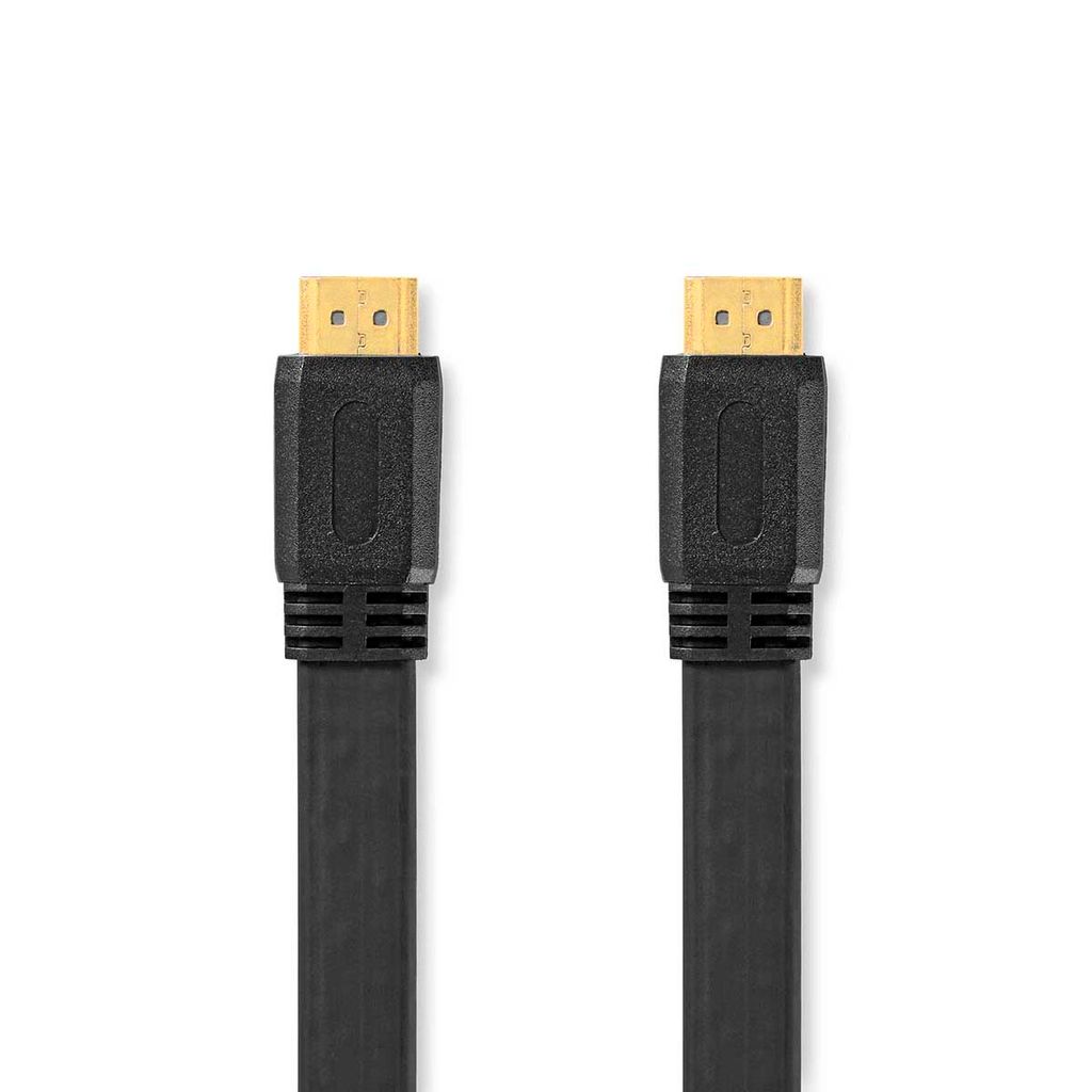 Nedis High Speed HDMI Kabel mit Ethernet - HDMI Stecker - HDMI Stecker - 4K@30Hz - 10.2 Gbps - 2.00 m - Flach - PVC - Schwarz - Label
