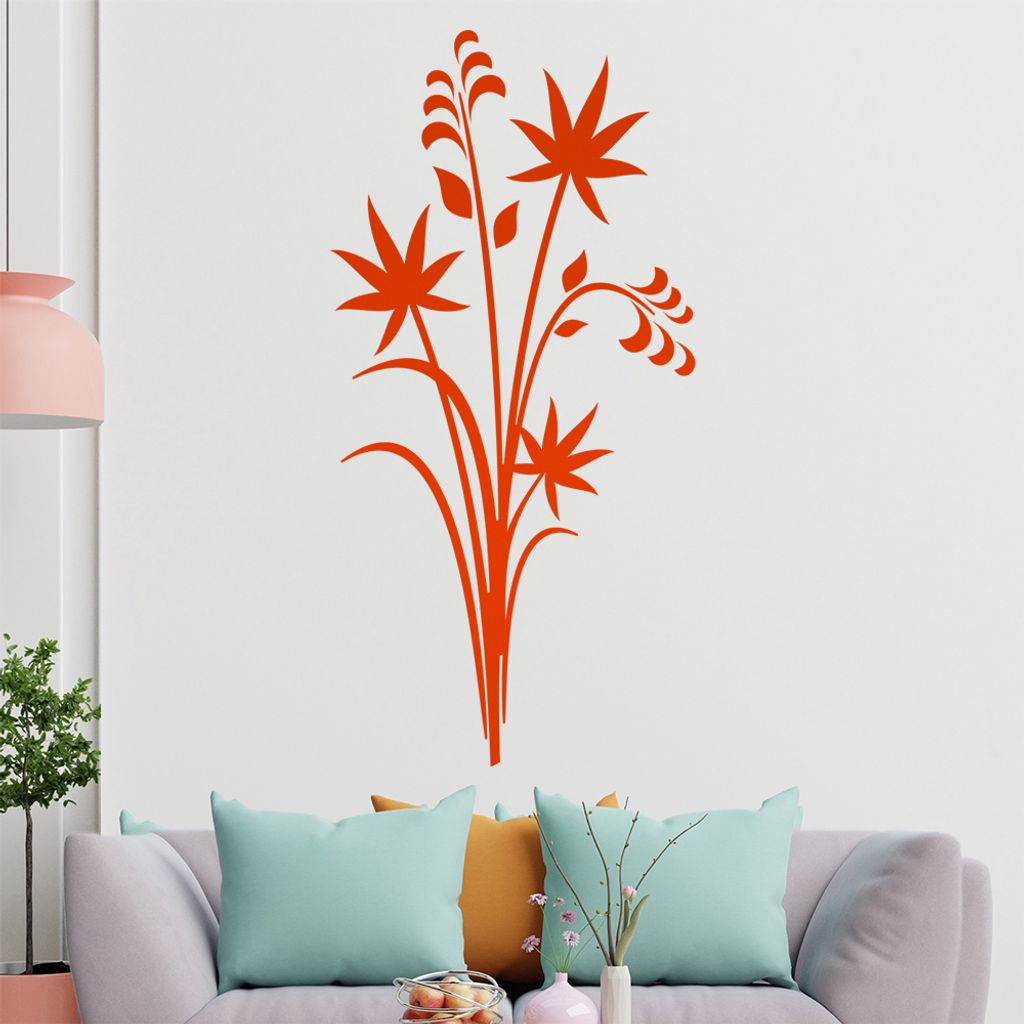 Pflanze - Ornamente - Natur Wandtattoo in 6 Größen - Wandaufkleber Wall Sticker - Dekoration, Küche, Wohnzimmer, Schlafzimmer, Badezimmer
