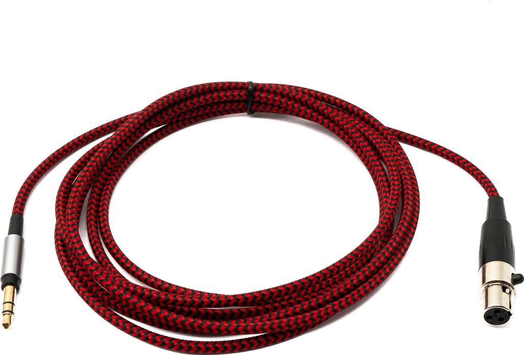 SYSTEM-S Audio Kabel 2 m 3.5 mm Klinke Stecker zu Mini XLR Buchse geflochten in Rot