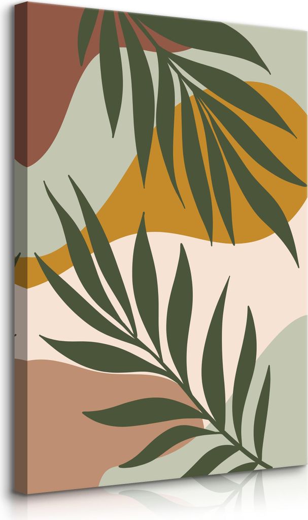 Muralo Leinwandbild Canvas TROPISCHE BLÄTTER Pflanzen Natur Boho für Esszimmer Br. 50cm x Hö. 70cm