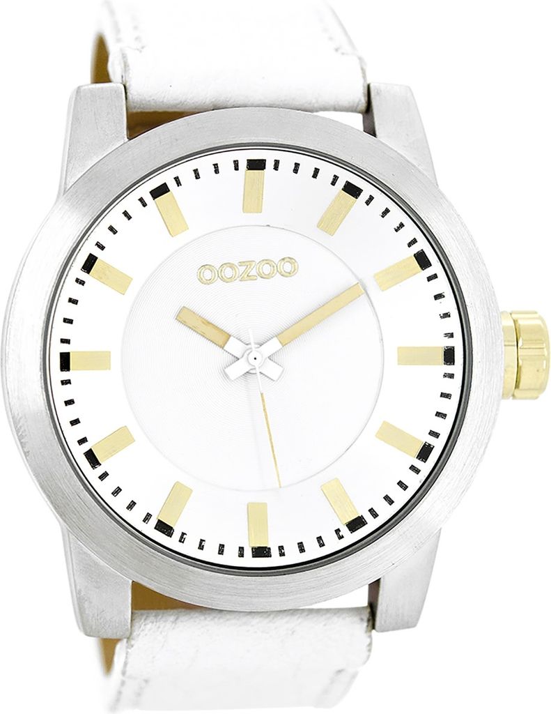 Oozoo Armbanduhr weiß Leder Timepieces Damen Analog-Quarzuhr UOC6116A