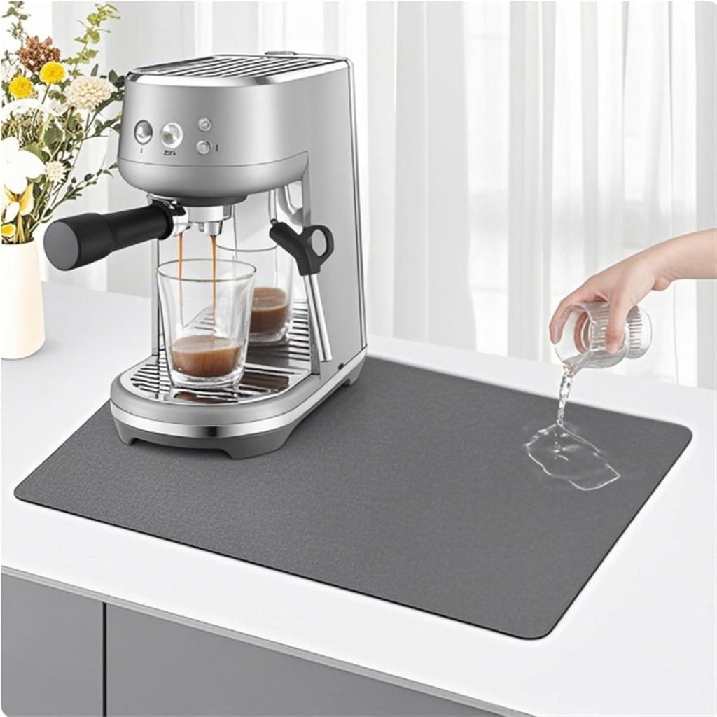 Kaffeemaschine Abtropfmatte 30x40cm,abtropfmatte geschirr ,Saugstarke Trockenmatte Unterlage Für Kaffeemaschine (Grau)