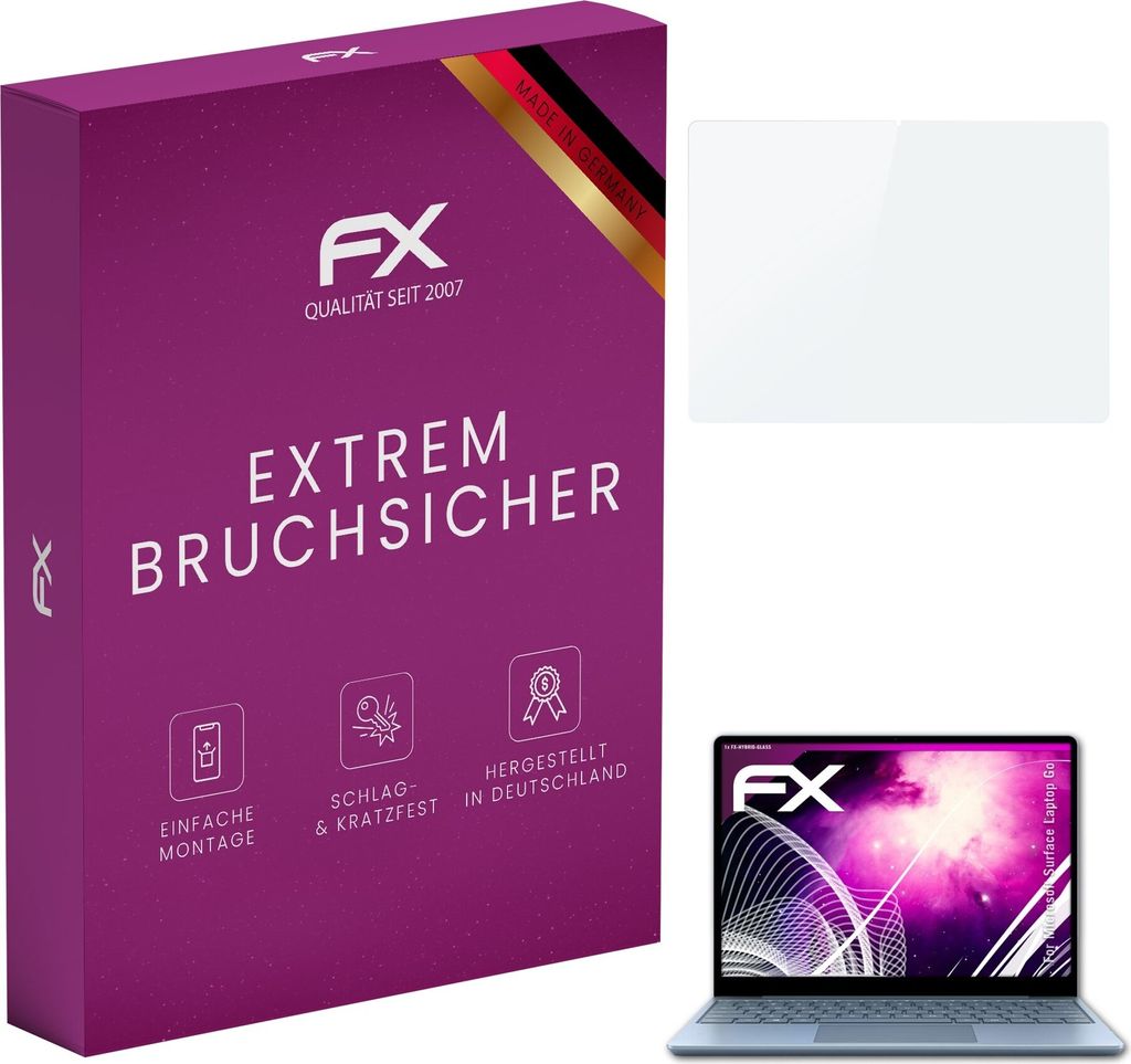 atFoliX FX-Hybrid-Glass Displayfolie kompatibel mit Microsoft Surface Laptop Go Glasfolie