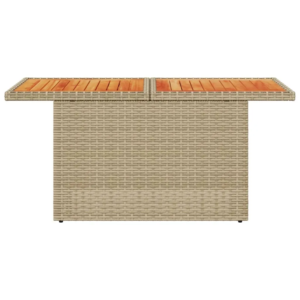 SYFAX Tavolo da Esterno 100x55x73 cm Polyrattan Beige Legno Acacia - 4