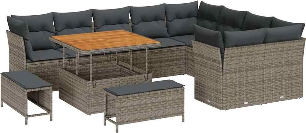 "WINTER SALE" Garten-Sofa-Set - Balkonmöbel/Loungeset - elegantes Design - mit Kissen mit Speicher 12 pcs Grau - 100x100x71cm - Gartensofas NeuMö...