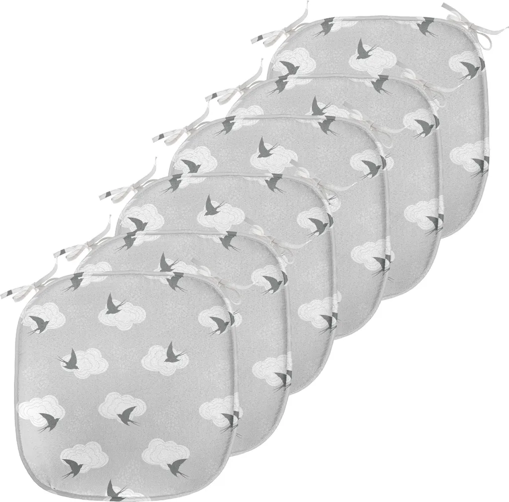 Set de 6 Coussins de Siège pour Salle à Manger avec Fixations Gris 40cm
