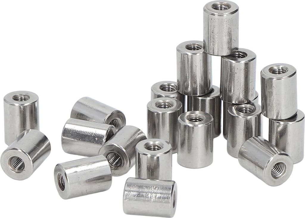 20 Stück Kupplungsmuttern, Rundstangenverbinder, Innengewinde 304 Edelstahl M5x0,8, 12 x 16 mm