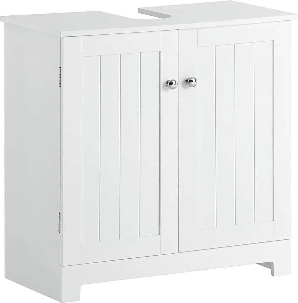Armoire de Lavabo Blanche avec Étagère Ajustable en Bois - Design Moderne