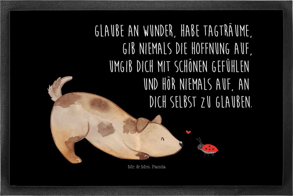 Mr. & Mrs. Panda Schmutzmatte Hund Marienkäfer 50 x 75 cm - Schwarz - Geschenk, abstreifer, Mischlingshund, Zuversichtlich, Fussmatte, Fußabtrete...