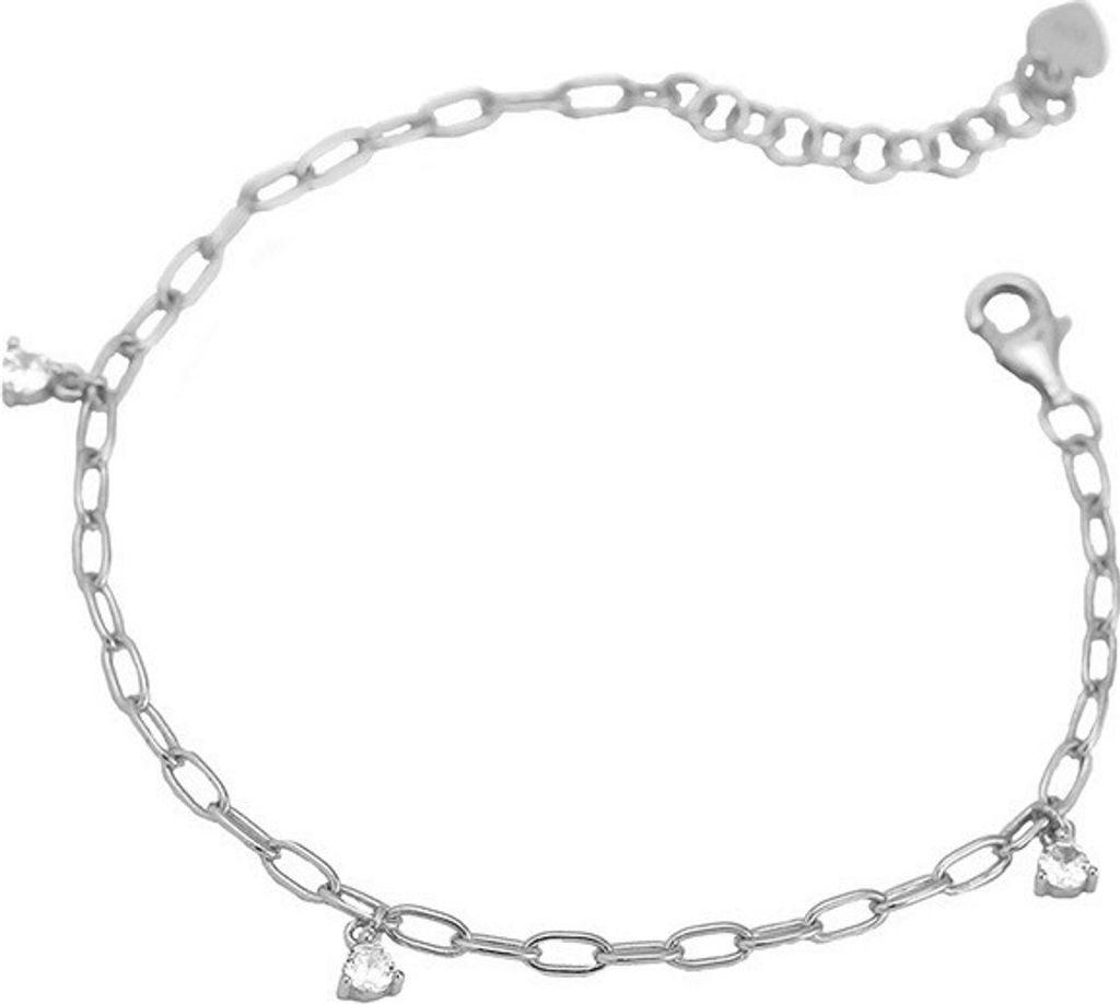 PANDACHARMS Silber Armband Gliederkettchen mit Steinen, 925er Sterling Silber mit Zirkonia, Länge 16-19cm