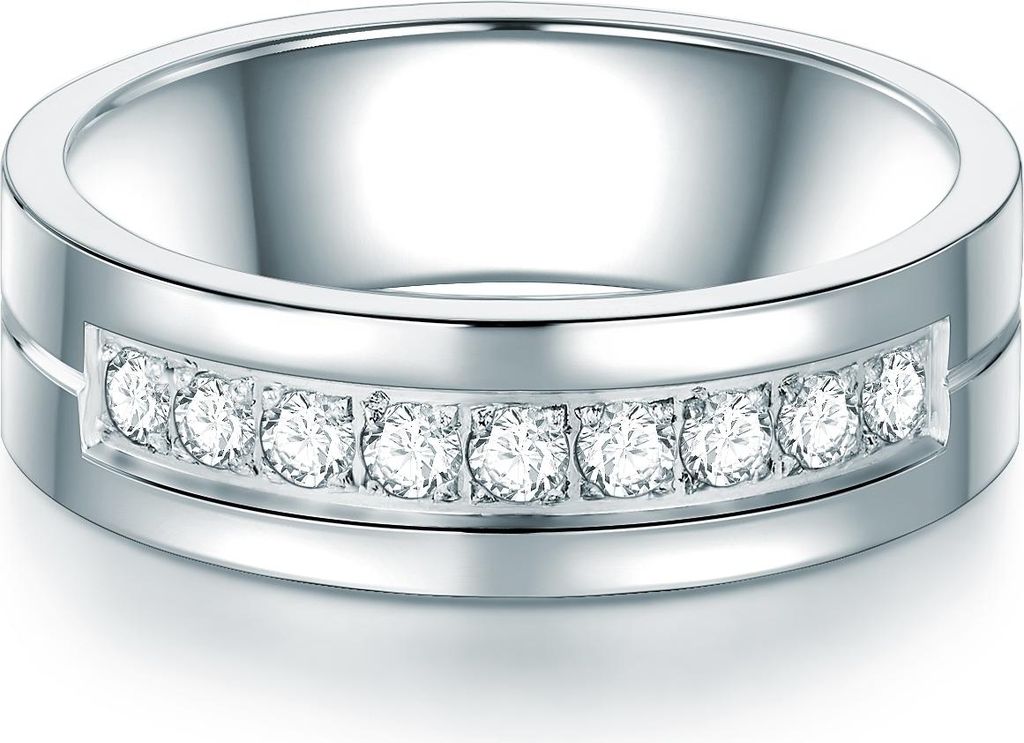 Ring Edelstahl Zirkonia weiß 56