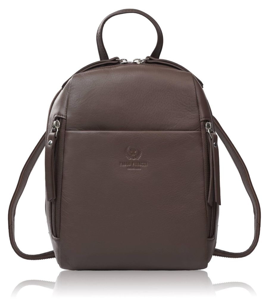 Damen Leder City Rucksack klein braun elegant Paolo Peruzzi AY-26-BR