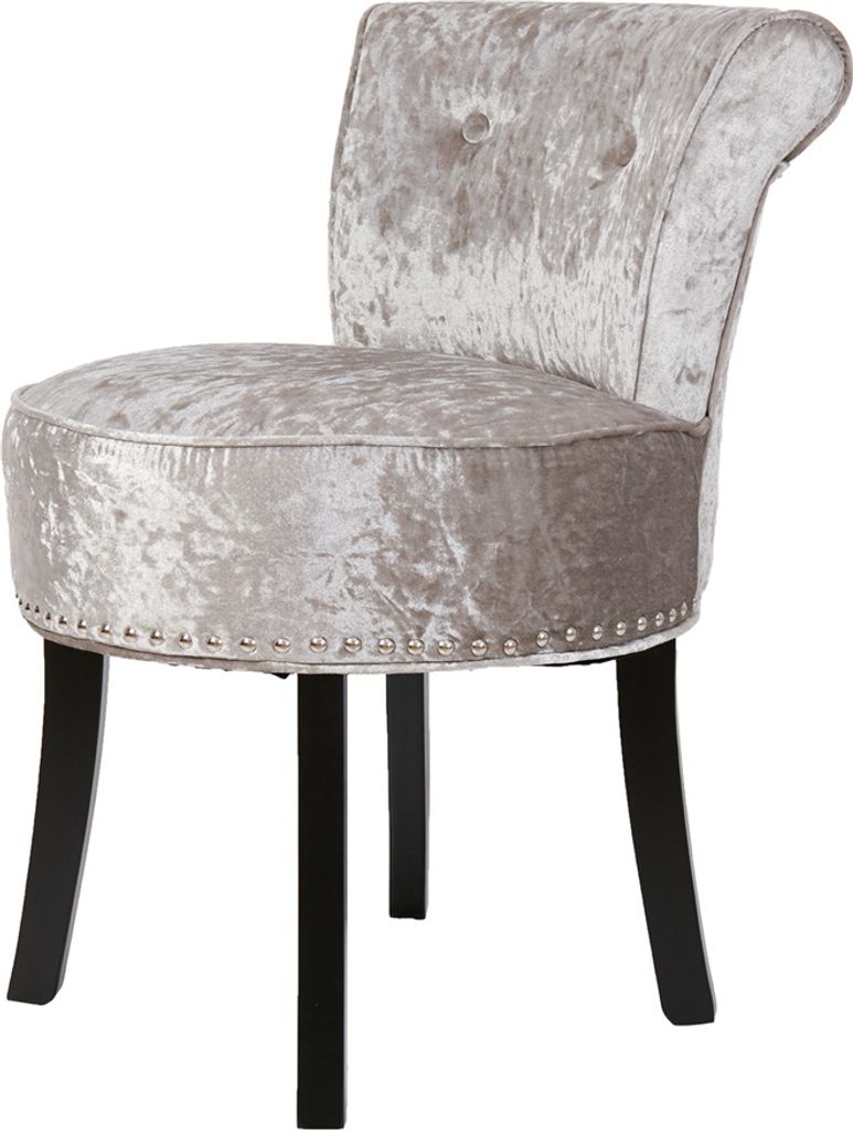 WISFOR Schminkhocker, Eleganter Stuhl Samthocker mit Rücklehnen, Barhocker Polsterhocker bis 100kg, Grau