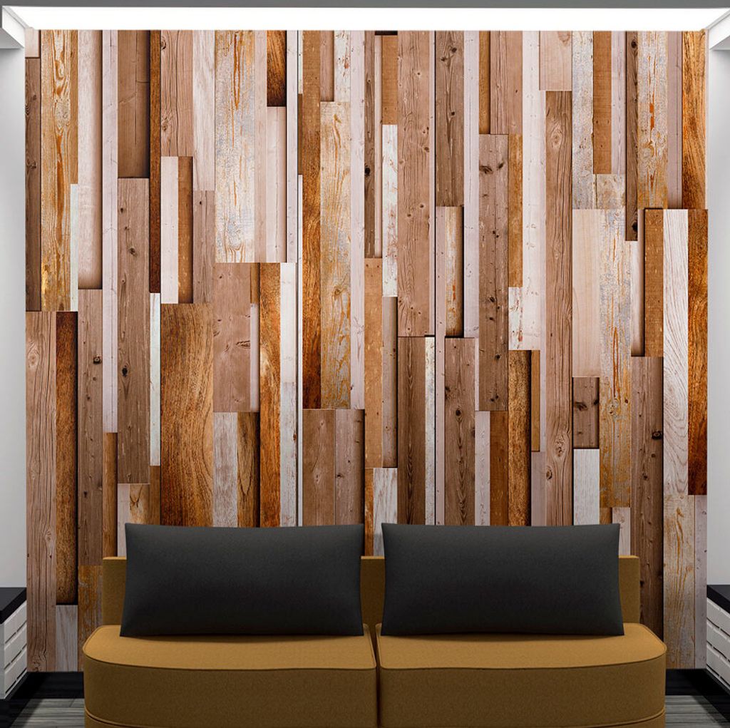 PURO TAPETE - Realistische Holzoptik Tapete ohne Rapport und Versatz 10m Vlies Tapetenrolle Wandtapete modern design Fototapete - Holz Bretter Park...