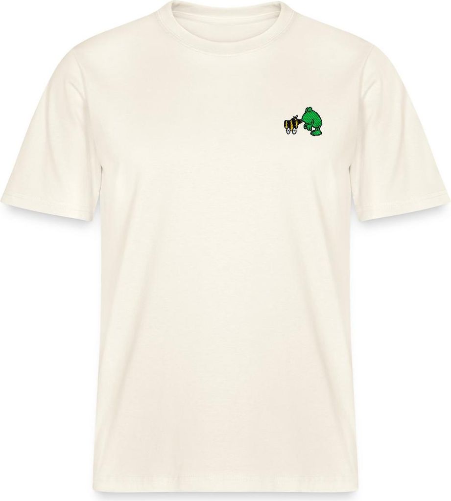 Spreadshirt Janosch Frosch & Tigerente Kuss Stick Relaxed Fit Uni T-Shirt, XS, Naturweiß