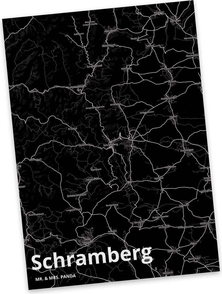Mr. & Mrs. Panda Postkarte Schramberg - Geschenk, Ansichtskarten, Stadt Dorf Karte Landkarte Map Stadtplan, Postkarten, Fotokarte, Ansichtskarte, G...