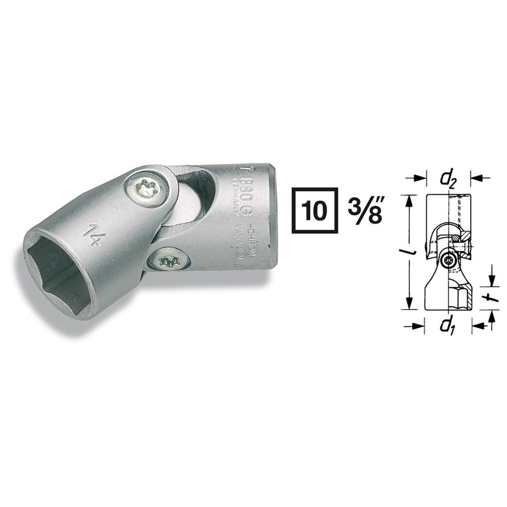 Hazet Gelenk Steckschlüsseleinsatz, Sechskant, Vierkant hohl 10 mm (3/8), Außen-Sechskant-Tractionsprofil, 19 mm