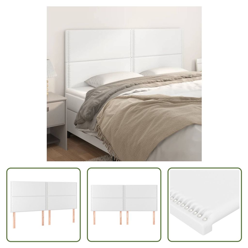 The Living Store Kopfteile 4 Stk. Weiß 100x5x78/88 cm Produktbild 