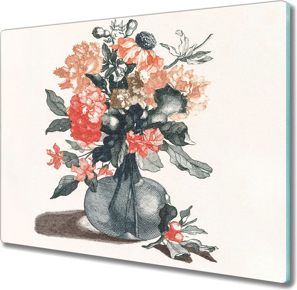 Coloray Kochplattenabdeckung Herdabdeckplatte 60x52 cm Hackbrett Schneidebrett Küchenbrett - Blumen pflanzen