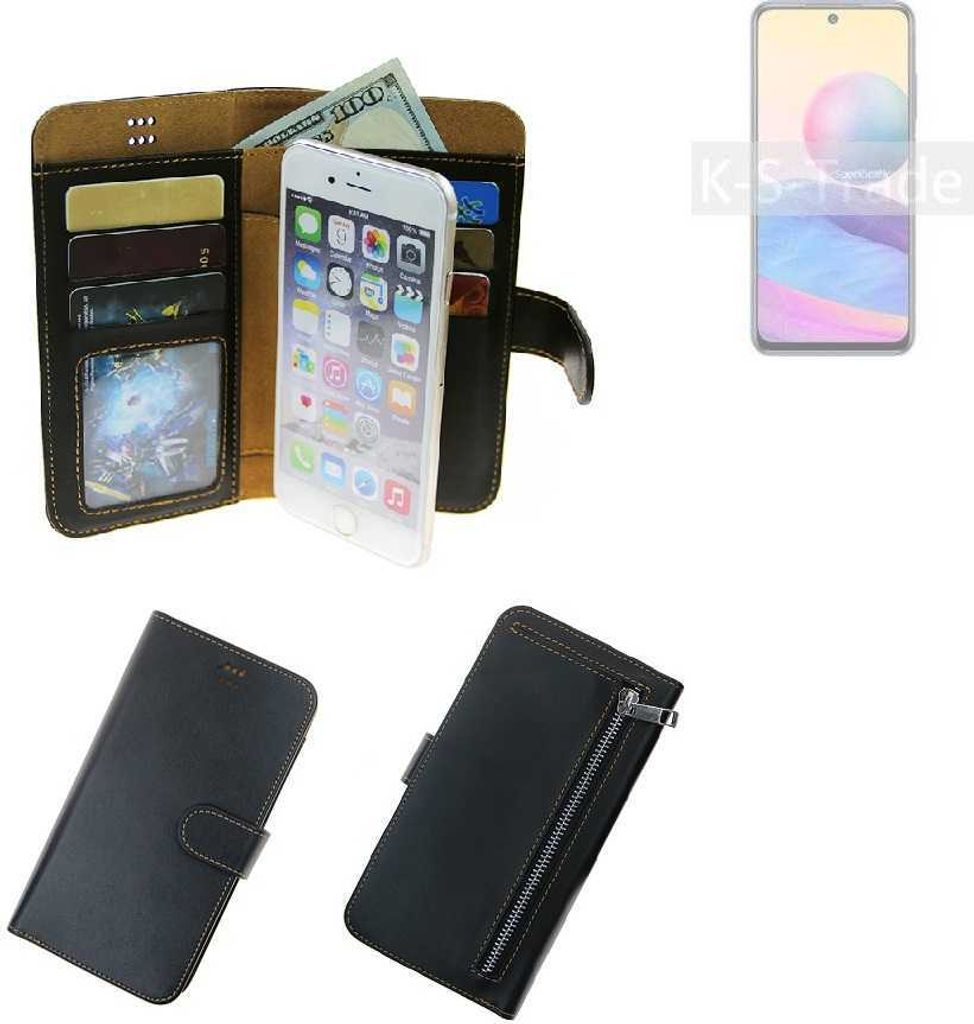 K-S-Trade Schutz Hülle kompatibel mit Xiaomi Redmi Note 10 5G Klapphülle Case Phone cover Slim Handytasche Handy Hülle schwarz aus Kunstleder (1