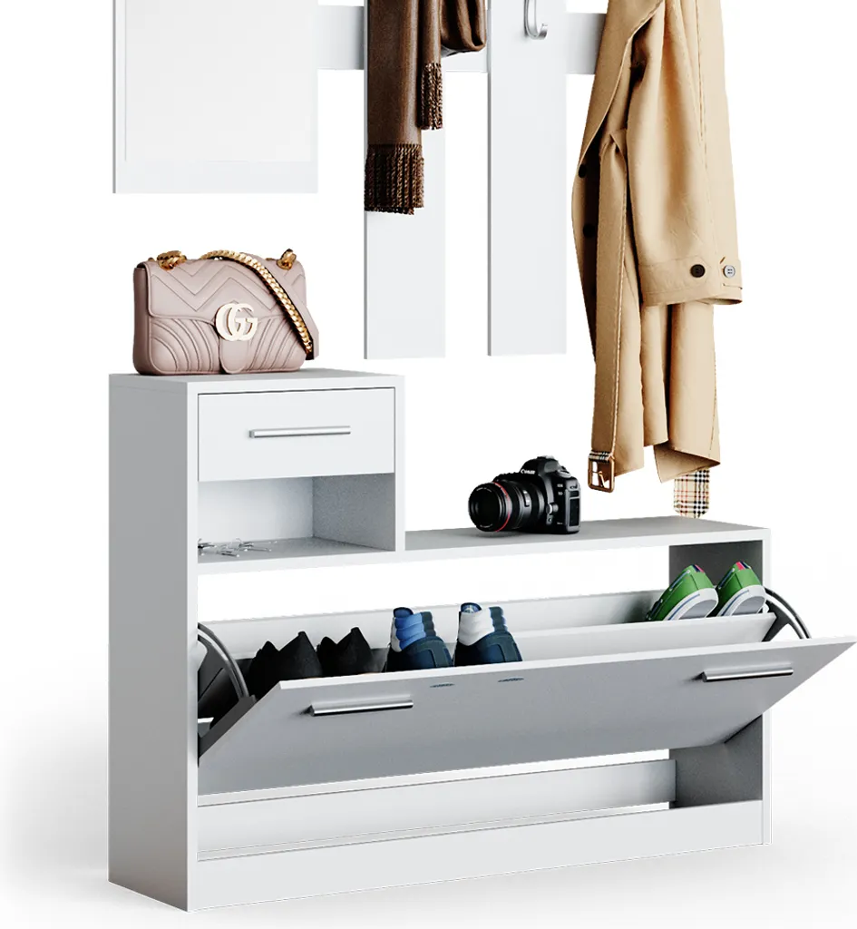 Aménager une Entrée Étroite avec le Vestiaire Vicco Billy Blanc 191cm - 6