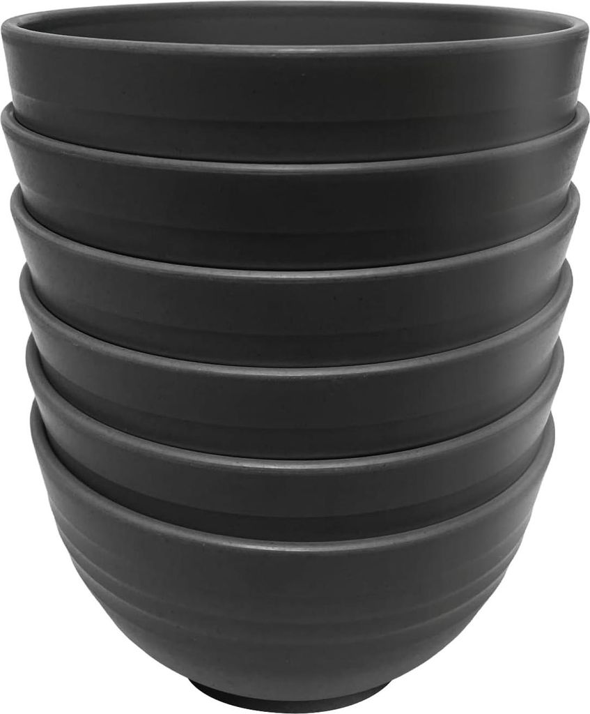 Set von 6 Müsli- und Suppenschalen - 750 ml - Unzerbrechliche Keramikschalen - Schwarz - 6-teiliges Schalen-Set