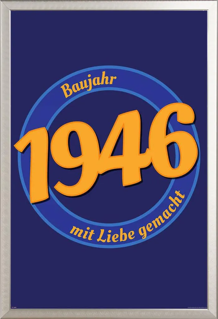 Poster 1946 Vintage con Cornice Argento Shinsuke 61x91,5 - Arredo Design