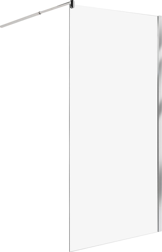 BELIANI Duschwand Silber Sicherheitsglas u. Aluminium 190 cm Hoch 100 cm Breit mit Wandprofil ohne Tür Modern Klarglas Walk-In Dusche für Badezimmer