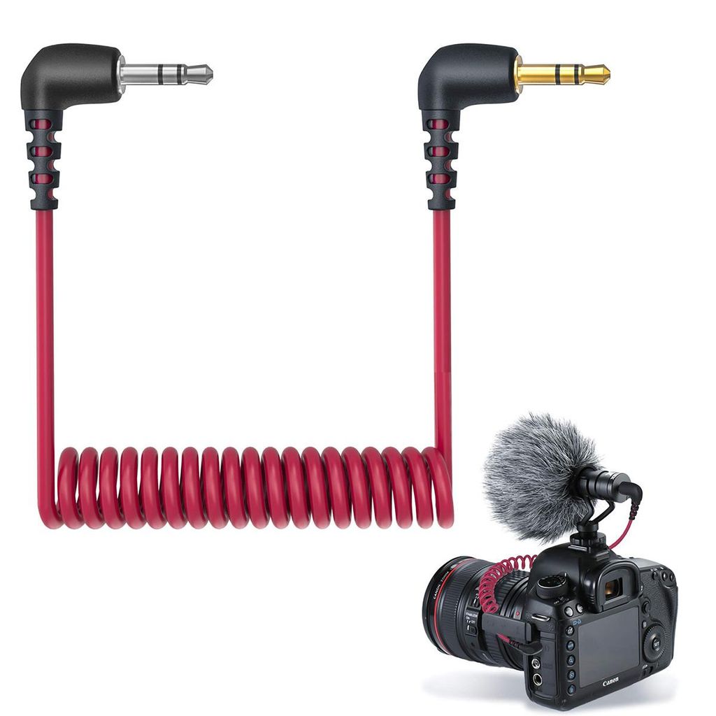 3,5 mm TRS Mikrofonkabel SC2, Gewickeltes Rechtwinkliges Mikrofonkabel mit Stecker und Stecker Kamera/Recorder mit Mikrofonersatz für Rode SC2