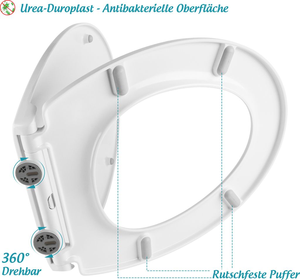WC-Sitz, Abnehmbarer Toilettensitz in Weiß, Hergestellt aus Produktbild 3