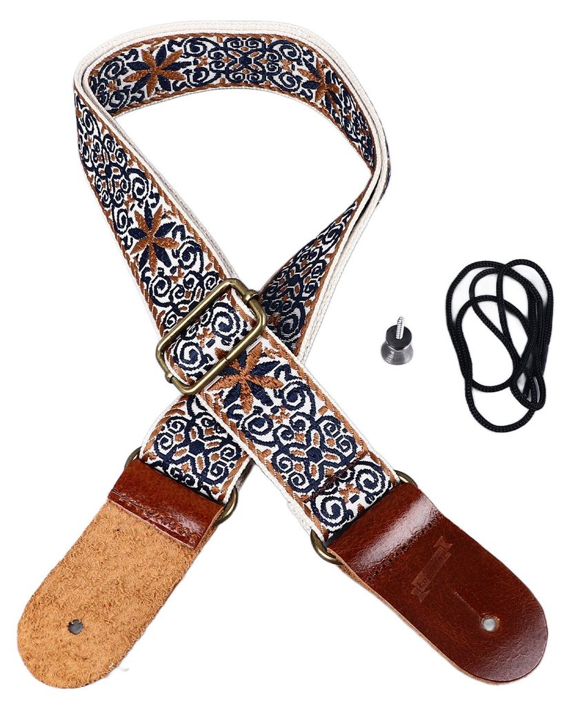 Bestickter Ukulelengurt im Ethno-Stil, verstellbare Länge, Nylonleder, bequeme Passform, Ukulelen-Schultergurt, Stil 1