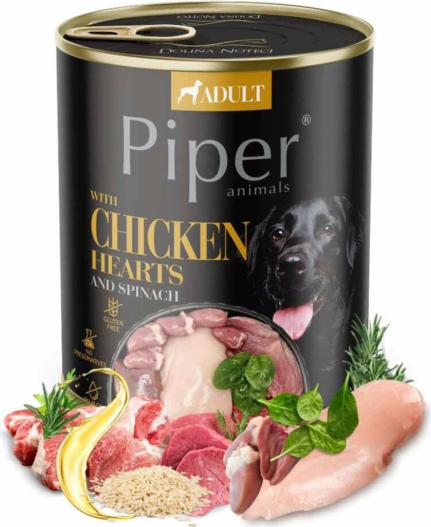 PIPER mokra karma dla psa z sercami z kurczaka i szpinakiem Zdjęcie produktu 
