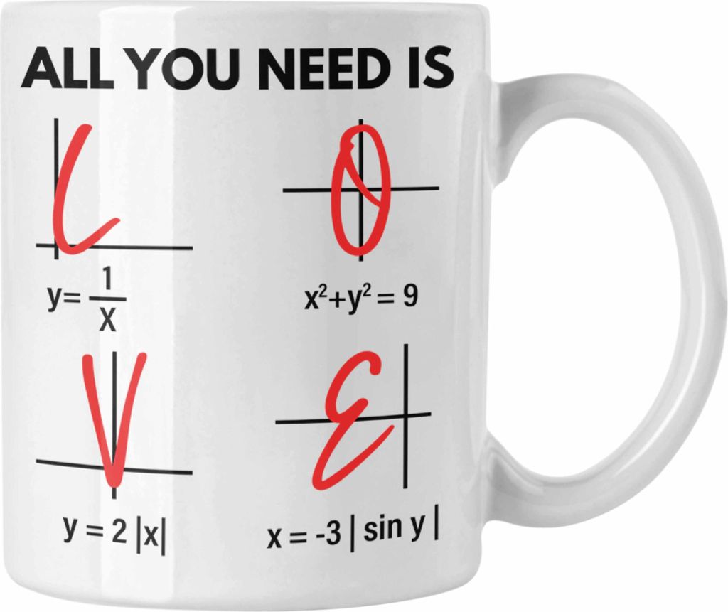 Trendation - Lustige Tasse Liebe All You Need Is Love Valentinstag Mathe Mathemathik Geschenk Freundin Freud (Weiß)