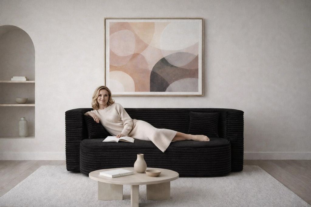 MyFoam Schlafsofa 3-Sitzer aus Kaltschaum – klappbar, ohne Gestell, Cordstoff, Liegefläche 200 cm