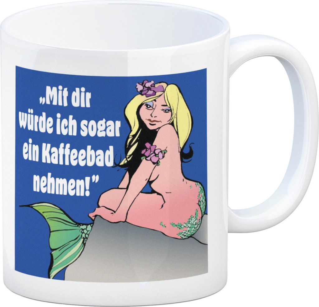 Kaffeebad mit Meerjungfrau Kaffeebecher in blau