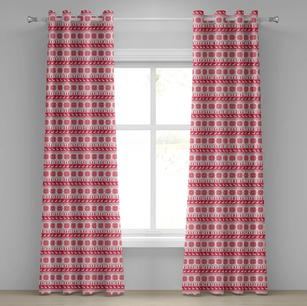 Tende Decorative Scandinave ABAKUHAUS 280x175 cm Rosa Bianco Natale