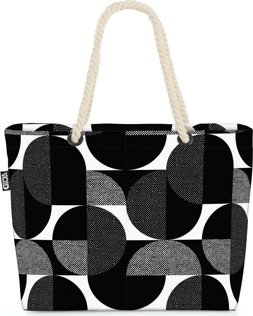 VOID Schwarz Weiß Retro Muster Strandtasche Shopper 58x38x16cm 23L XXL Einkaufstasche Tasche Reisetasche Beach Bag