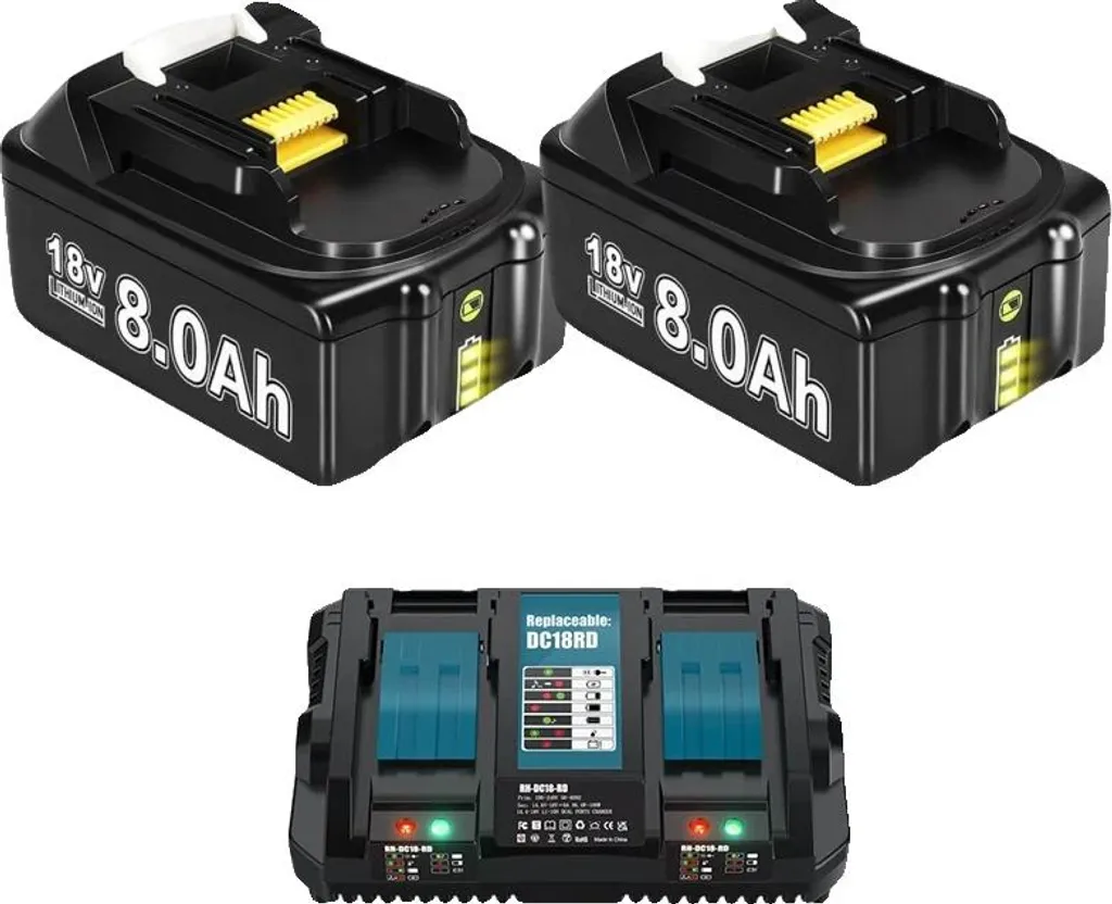 Batterie Li-Ion 18V 8000mAh avec Chargeur Rapide 6A pour Outillage