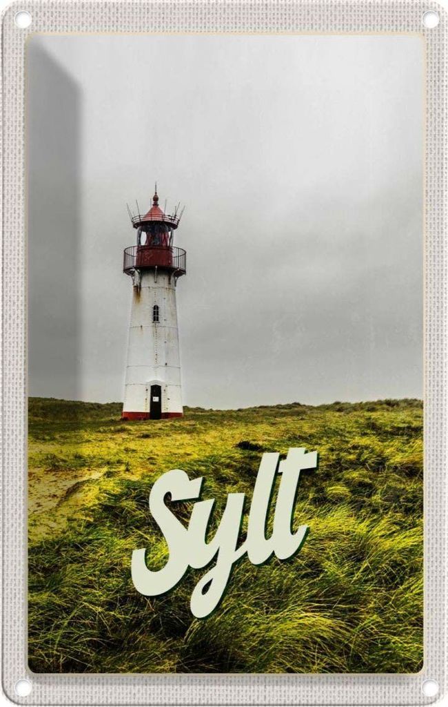 vianmo Blechschild 30x20 cm Sylt Strand Leuchtturm Wiese Bildmotiv Reisemotiv Abenteuer Reisen Urlaub