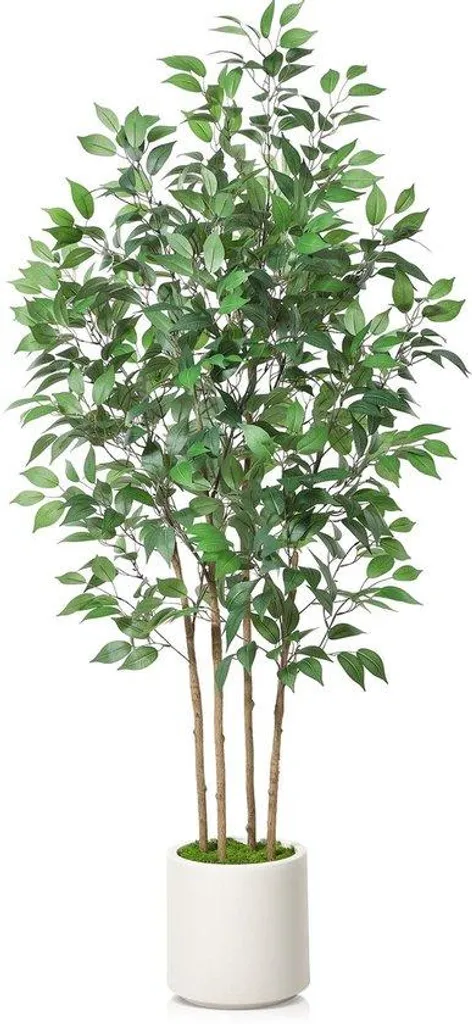 Ficus artificiel blanc 180cm avec mousse pour salon moderne - L180W