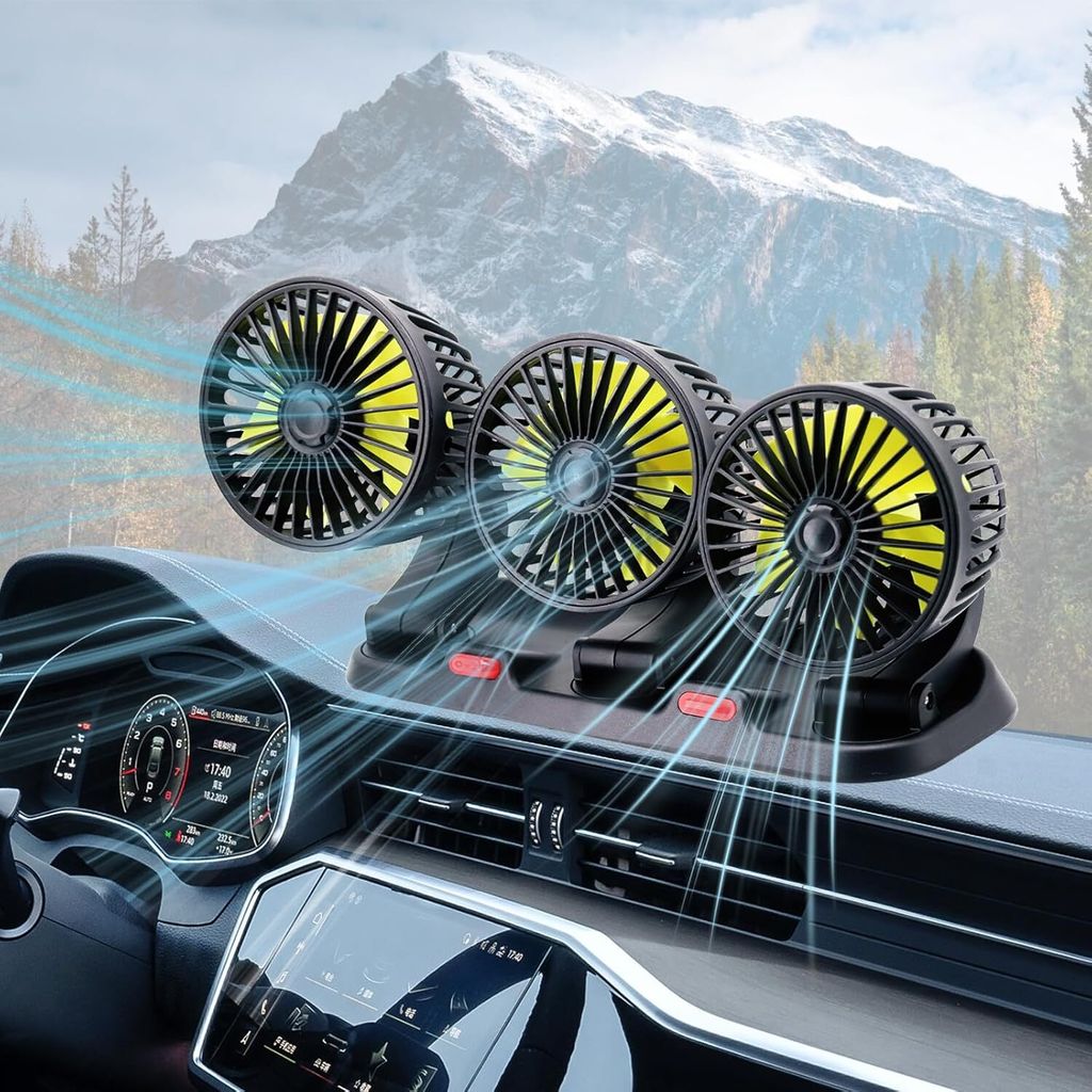 Autolüfter, 3-Kopf-Tischventilator, 2-stufig einstellbar, Produktbild 