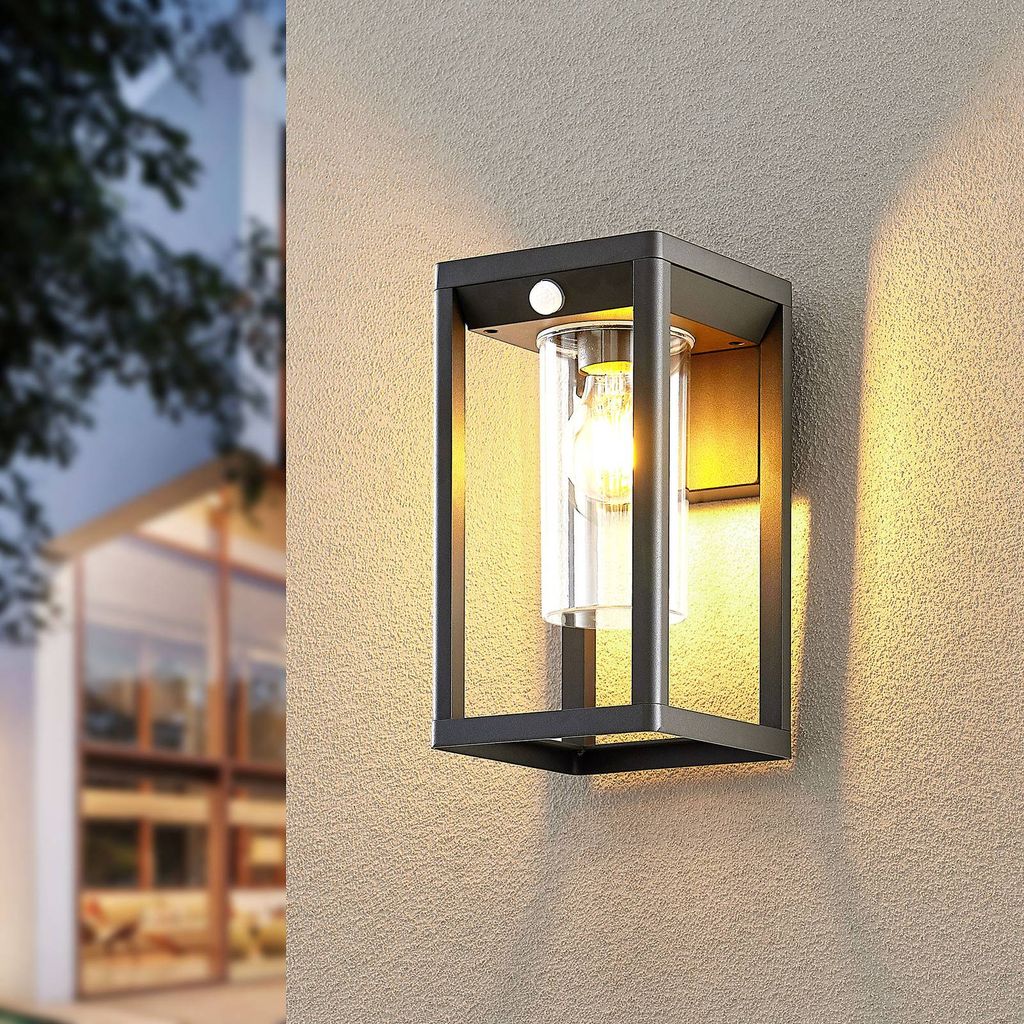 LED Außenleuchte Sensor Wandlampe Bewegungsmelder E27 Terrasse Balkon schwarz 