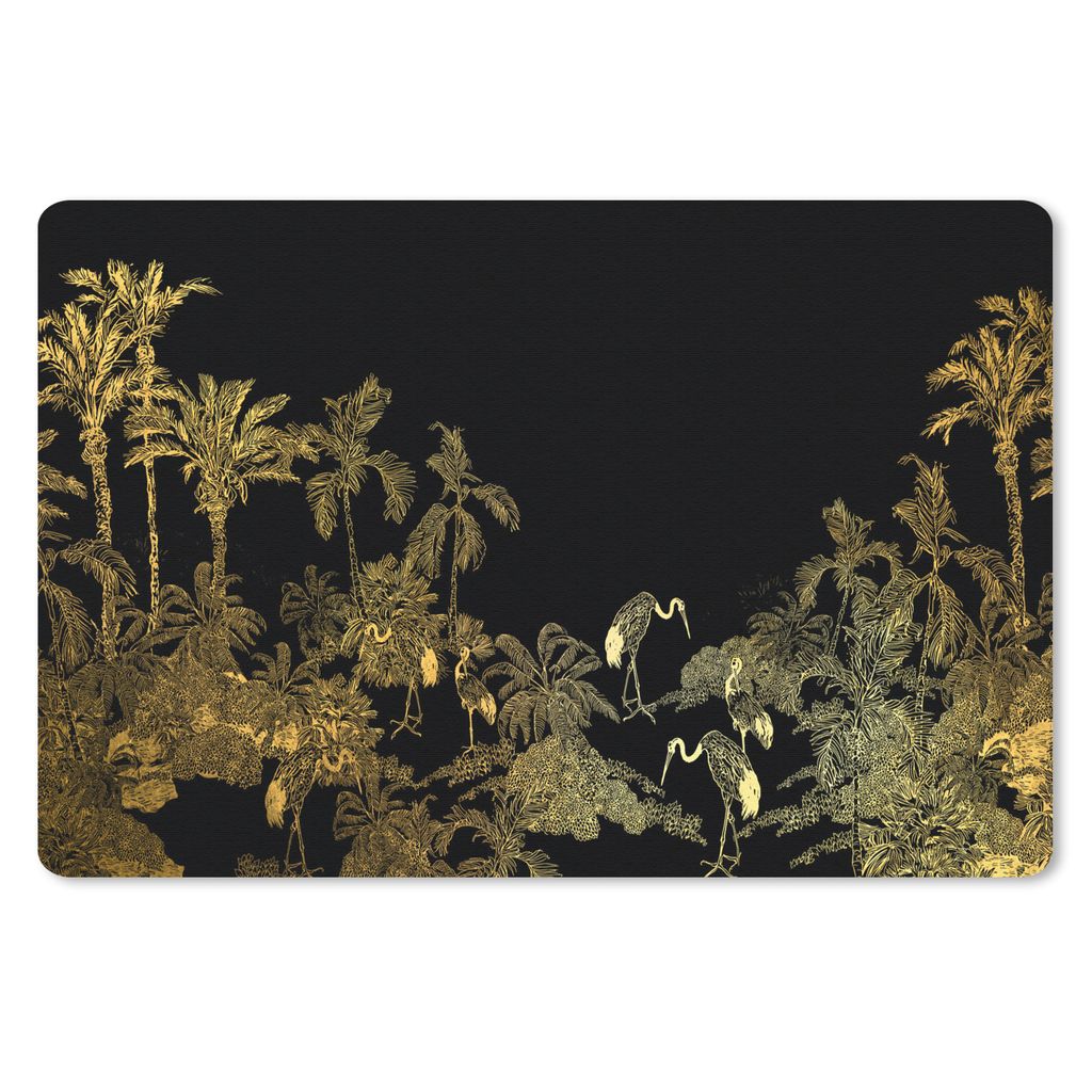 MuchoWow Mauspad Mousepad Dschungel - Vögel - Gold - Luxus 27x18 cm - Mousepads - Maus Mat - Pad - Mausunterlage - Büroartikel - Desk Matten