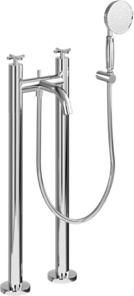 Casa Padrino Luxus Badewannenarmatur Silber - Freistehende Messing Badewannen Armatur mit Handbrause - Luxus Badezimmer Zubehör