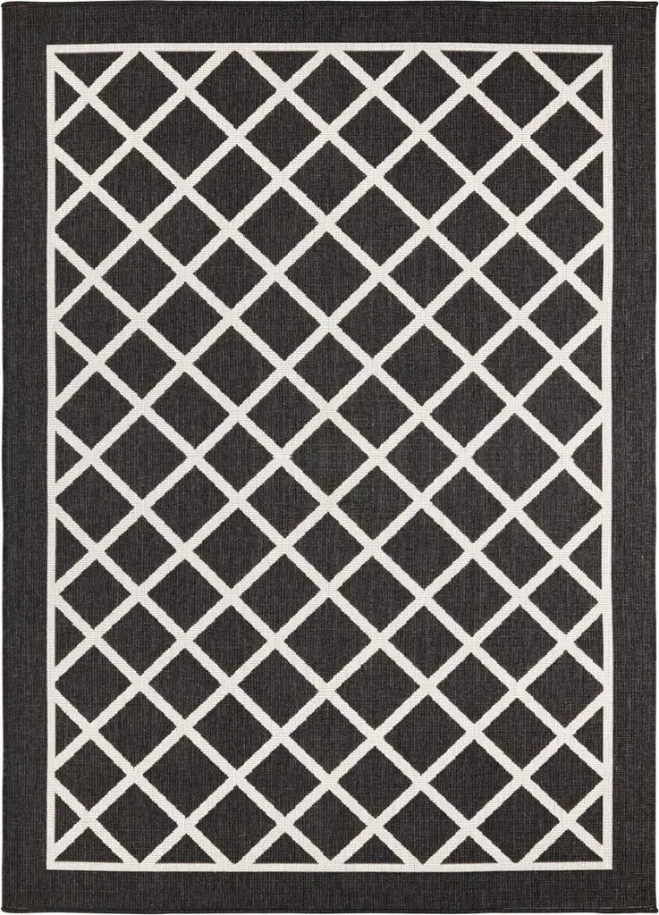 Tapis tissé plat résistant noir crème 160x230 cm Sydney Twin Supreme 103425