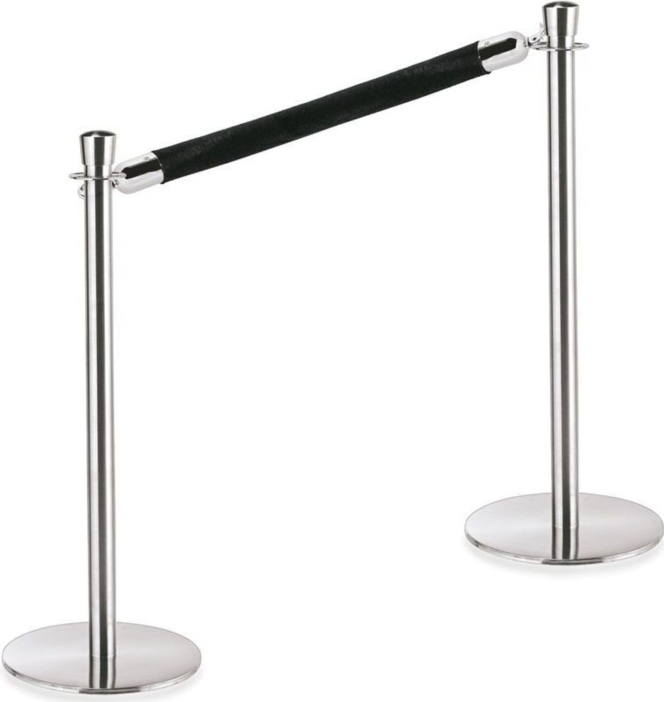 2x Abgrenzungspfosten Zylinder + 1x Verbindungstau 1,5 m schwarz, silber, Serie Classic