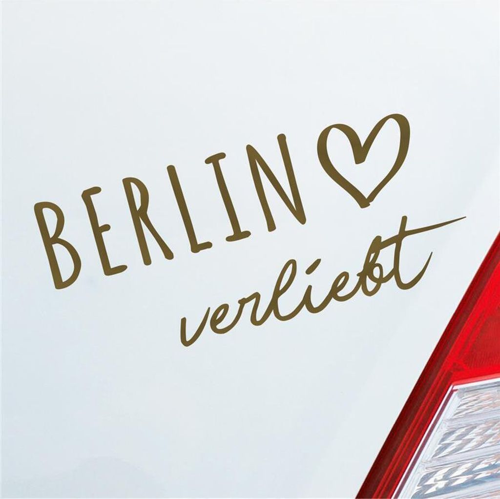 Auto Aufkleber Berlin verliebt Herz Stadt Heimat Liebe Car 19x9 cm Gold Sticker Heckscheibenaufkleber