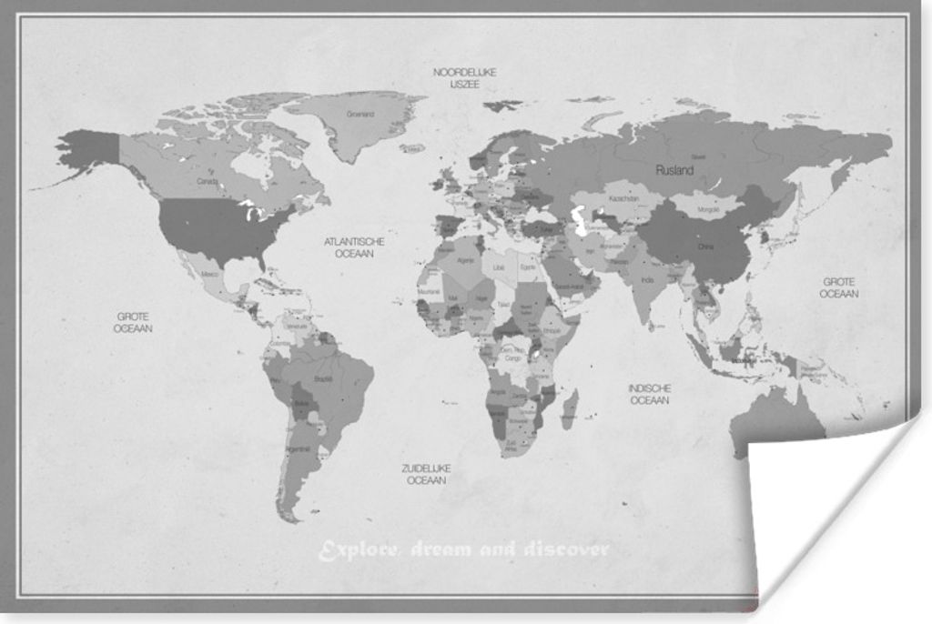 MuchoWow Poster Weltkarte - Farben - Zitat - Kinder - Jungen - Mädchen 120x80 cm - Bilder